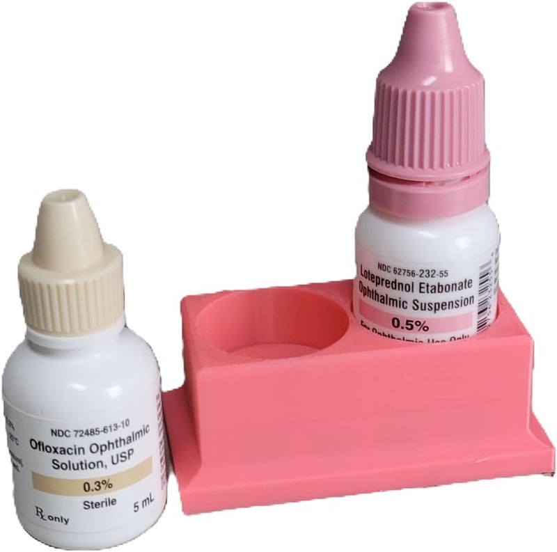 Znet3D Eye Drop Bottle Organizer, 2-Slot Stand (Pink) - Image 2